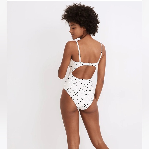 Madewell Second Wave Cutout One-Piece Swimsuit in Dot Toss - Picture 3 of 8